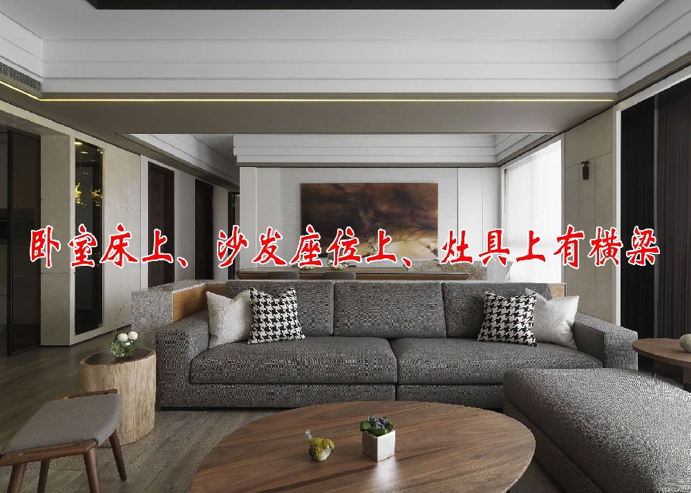 卧室床上(shàng)、沙發座位上(shàng)、竈具上(shàng)有(yǒu)橫梁(圖1)